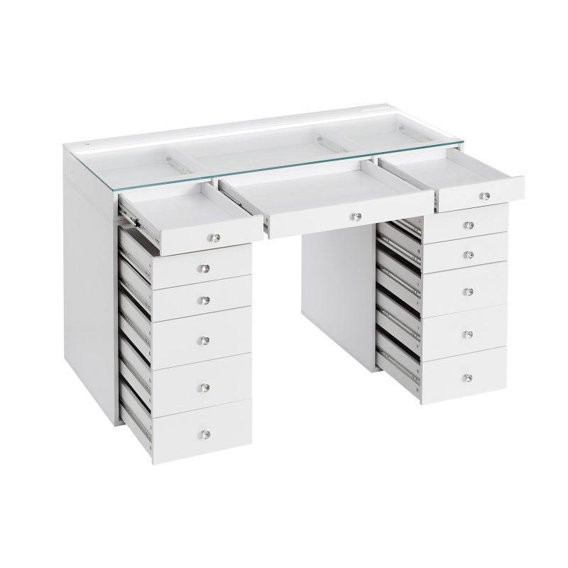 DR090L SlayStation Lumina PLUS 2.0 Tabletop with LED Light W1300 with 2x 5 drawers QT OPEN