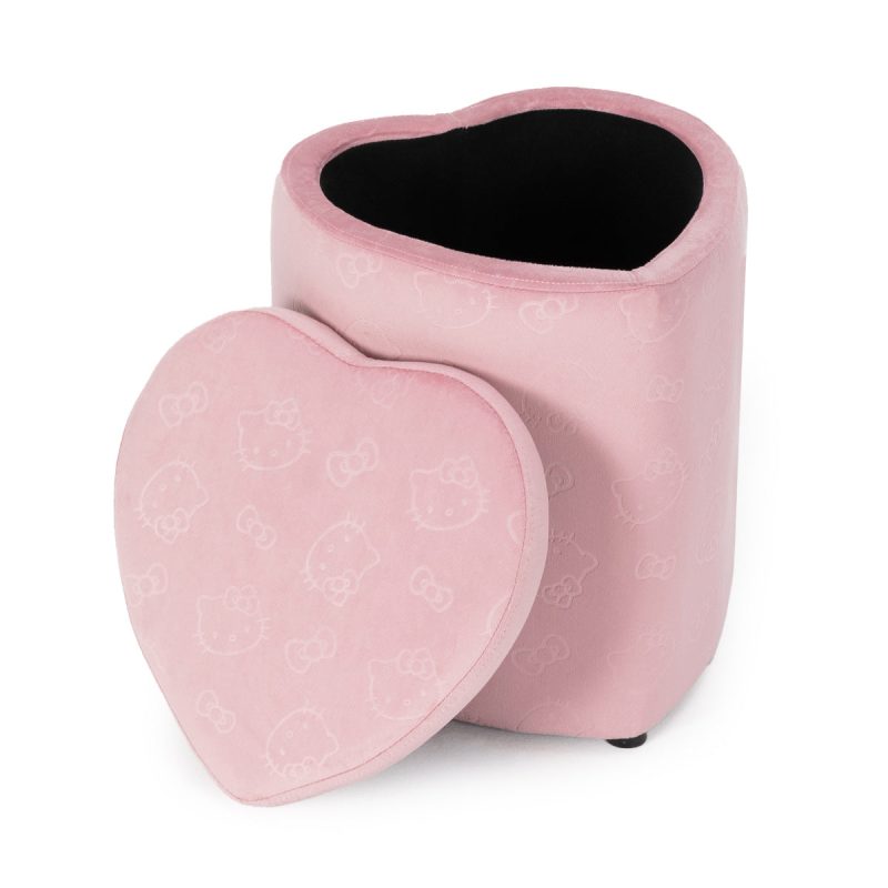 HELLO KITTY HEART STORAGE OTTOMAN IVFC HK255 PNK open