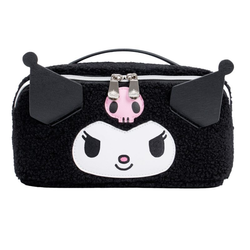 IVCS KUUFLDTRVL BLK KUROMI UNFOLD TRAVEL MAKEUP BAG Front