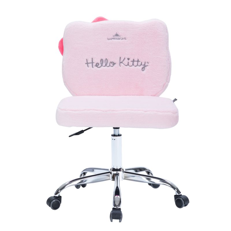 IVFC HK229 TDYPNK HELLO KITTY Teddy Fur Swivel Vanity Chair front