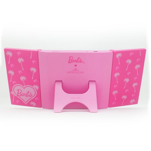 IVMM BBSM277 PNK BARBIE TRIFOLD MINI LED MAKEUP MIRROR BACK OPEN