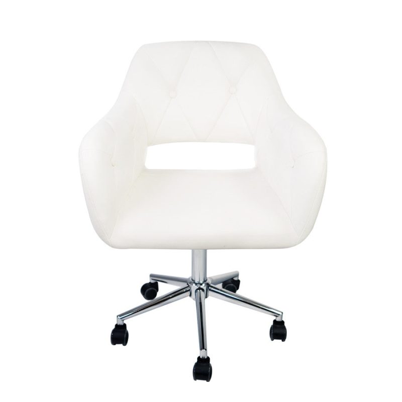 Brittney Tufted White Vanity Chair