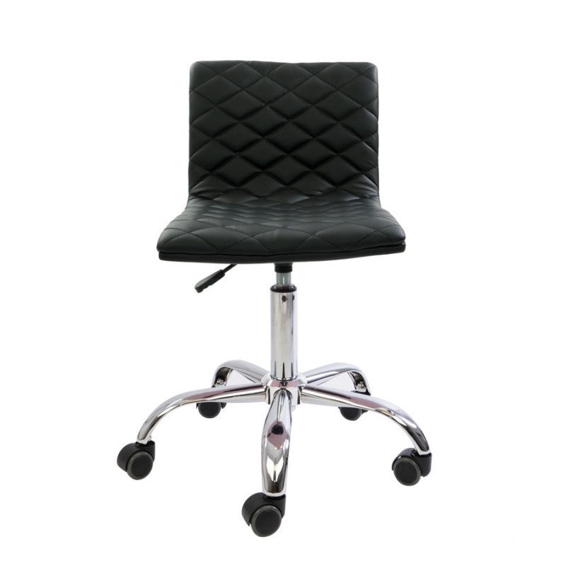 Impressions Vanity Diamond Quilted Leather Armless Chair 001