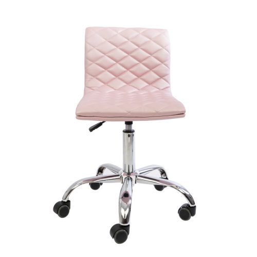 Impressions Vanity Diamond Quilted Leather Armless Chair 003