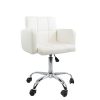 White Square Quilted Leather Desk Chair