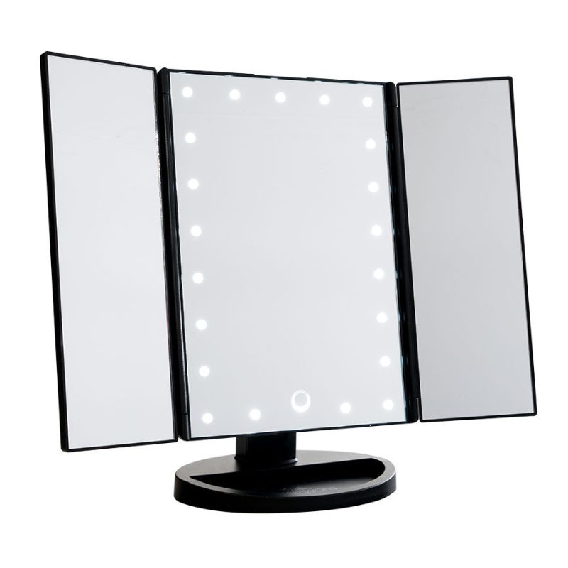 Impressions Vanity Touch LED Trifold Makeup Mirror Black 02