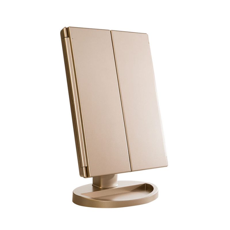 Impressions Vanity Touch LED Trifold Makeup Mirror Champagne Gold 01