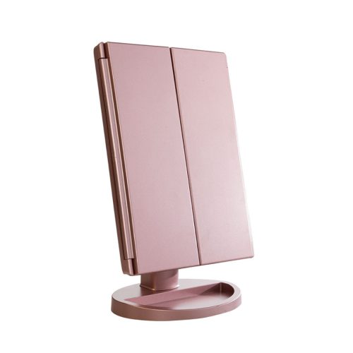 Impressions Vanity Touch LED Trifold Makeup Mirror Rose Gold 01