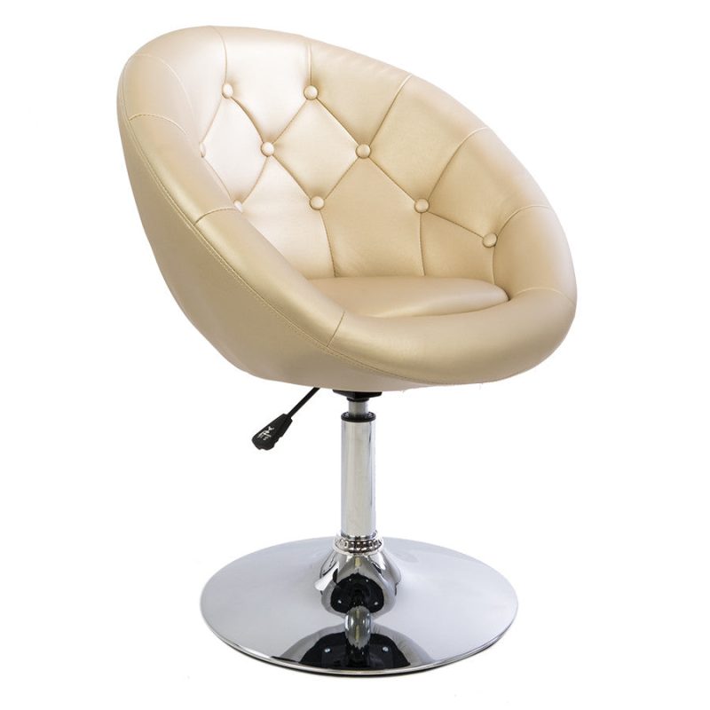 Champagne Gold Tufted Round Swivel Chair-Color_Black Velvet