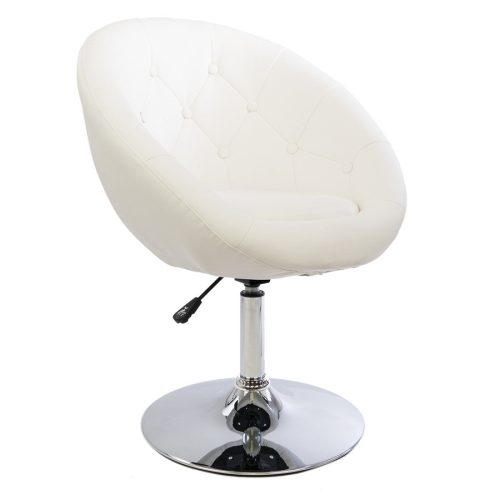 White Tufted Round Swivel Chair-Color_White Crushed Velvet