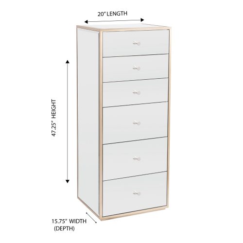 SLAYSTATION RYLIE 6 DRAWERS VANITY STORAGE UNIT Dimensions