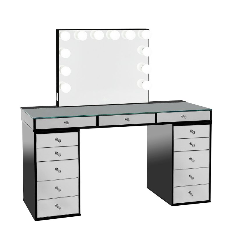 SlaystationPro2.0 Mirrored5Drawer Black GlowLitePlus