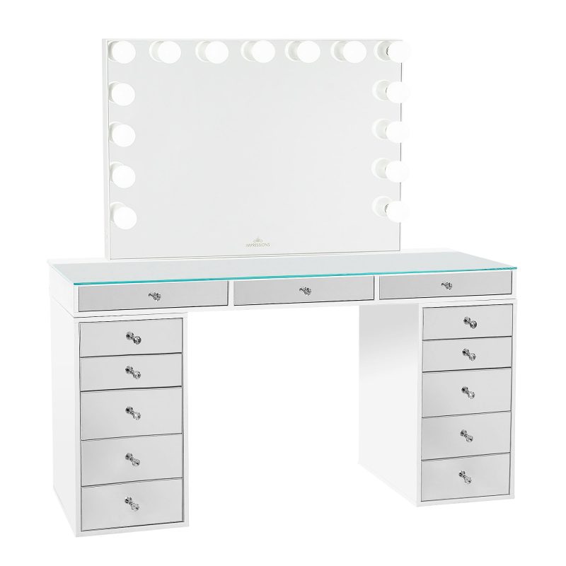 SlaystationPro2.0 Mirrored5Drawer White GlowLitePro