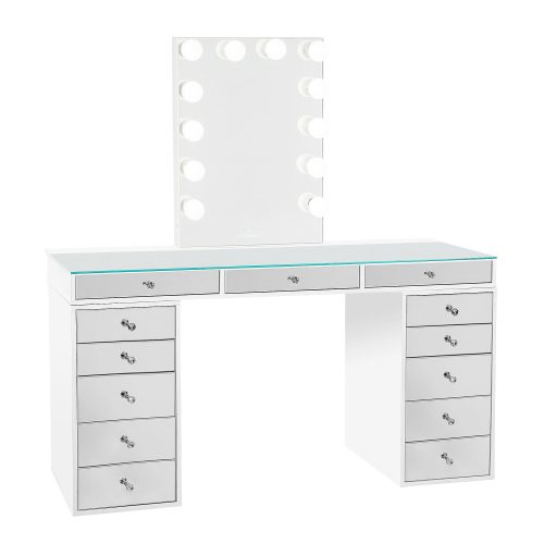 SlaystationPro2.0 Mirrored5Drawer White GlowLiteXL