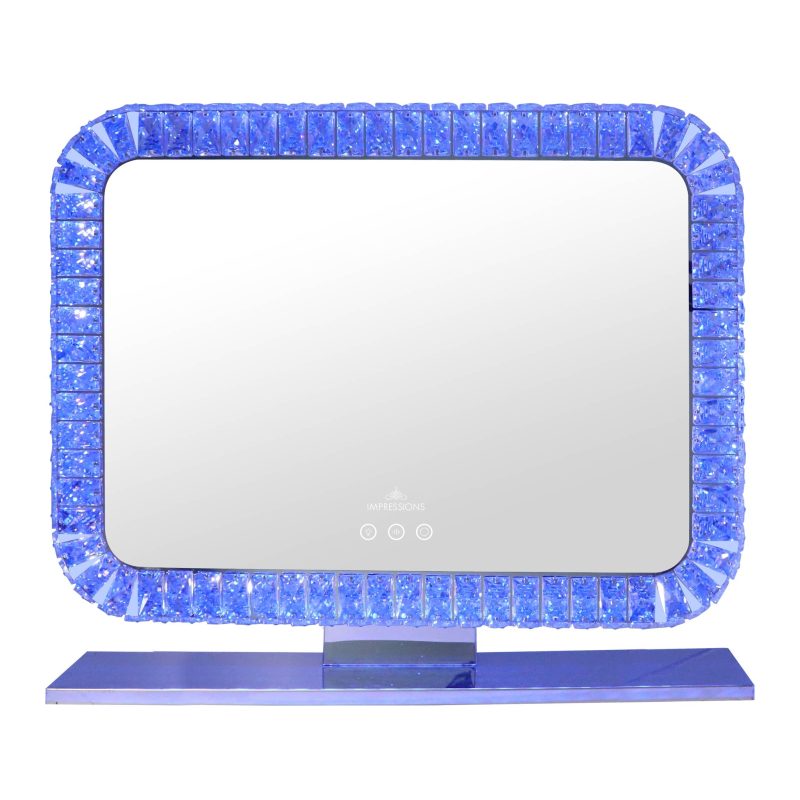 THE BLING COLLECTION LANDSCAPE RGB VANITY MIRROR IVVM BLINGLANDDP366 Front Blue light