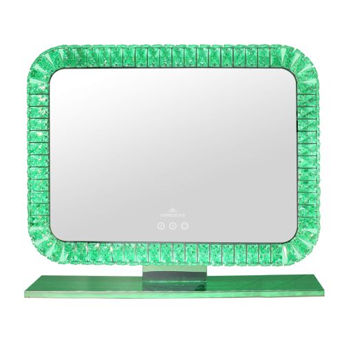 THE BLING COLLECTION LANDSCAPE RGB VANITY MIRROR IVVM BLINGLANDDP366 Front GREEN light