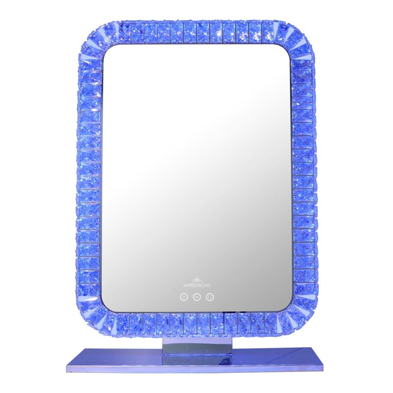 THE BLING COLLECTION PORTRAIT RGB VANITY MIRROR IVVM BLINGPORTDP365 BLUE LIGHT FRONT