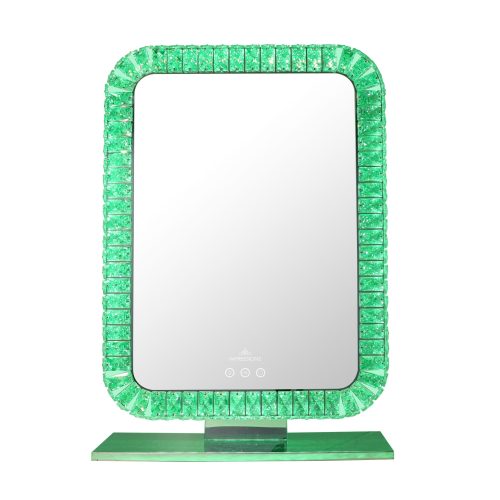 THE BLING COLLECTION PORTRAIT RGB VANITY MIRROR IVVM BLINGPORTDP365 GREEN LIGHT FRONT