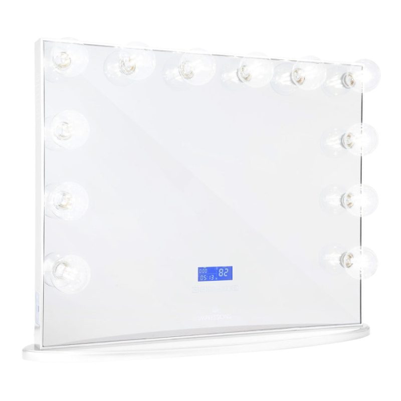 impressions vanity hollywood glow plus bluetooth vanity mirror glossy white clear led bulbs