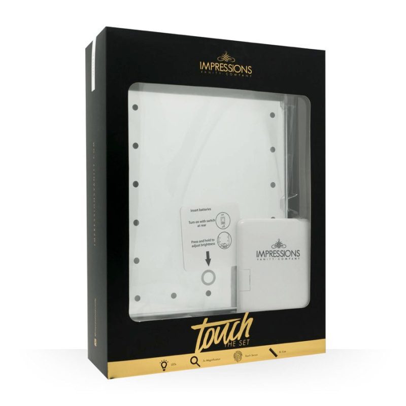 impressions vanity touch the set makeup mirror bundle white