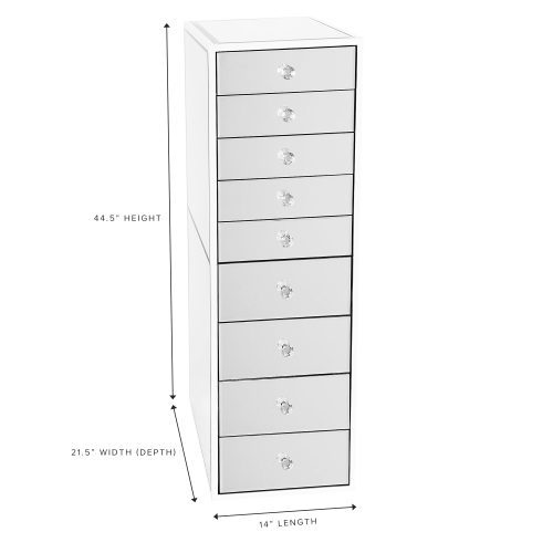 premium mirrored 9 drawer