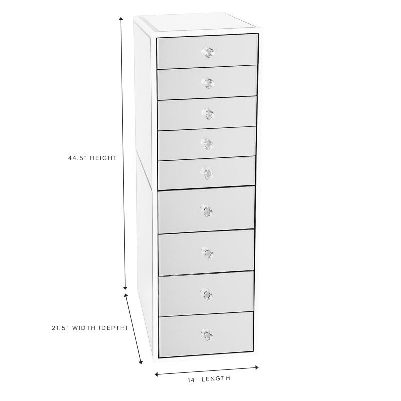 premium mirrored 9 drawer