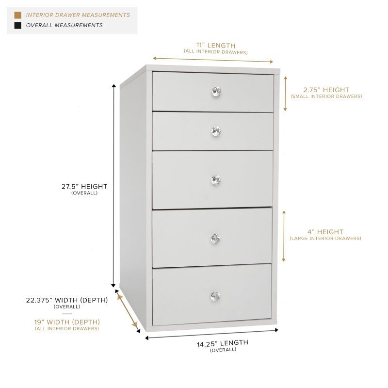 slaystation 5 drawer makeup vanity storage unit 1