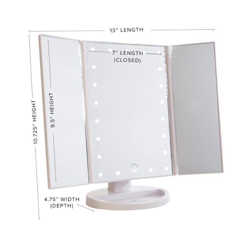 touch trifold dimmable makeup mirror